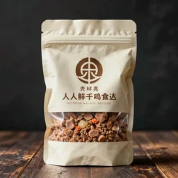 a package of human food, product photo,
