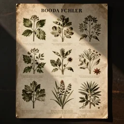 a vintage botany poster with different herbs and spices