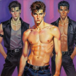 synthwave, attractive male, painting by edwin longsden long, yoji shinkawa, craig mullins, tom of finland