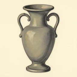 matchbox vintage illustration of a vase with two handles, muted colors, egon schiele