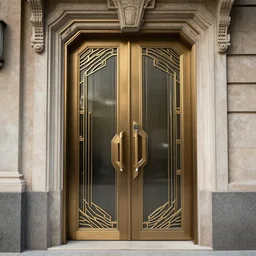 hyperrealistic sci - fi double door in art deco style by jordan grimer, darek zabroski