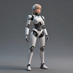 robot girl by jose olmos, full shot, octane render, arstation, no blur