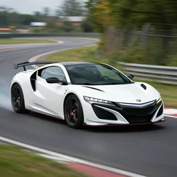 nsx type r in white, action photo