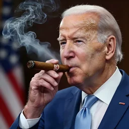 a photo of joe biden smoking a cigar