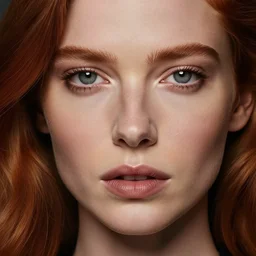 woman, thin long nose, medium size lips, red hair, canapatty, close - up, high sharpness, zeiss lens, fashion photo shoot, jeanloup sieff, craig mcdean, bryan adams, bruno dayan, erik madigan heck, helmut newton, camilla akrans, chuando and frey, giampaolo sgura, greg kadel, inez vinoodh, karl lagerfel, artistic, hyperrealistic, beautiful face, octane rendering