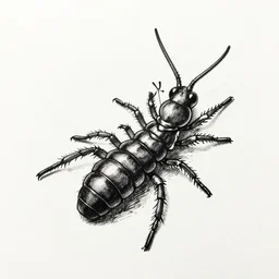 elk centipede ink drawing