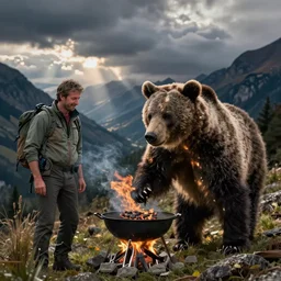 Bear Grylls finds a bear that grills