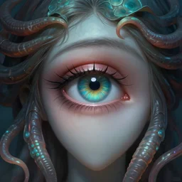 medusa'\ s gaze, digital painting, highly detailed, concept art, trending on artstation, epic composition, sharp focus, flawless render, masterpiece, volumetric lighting