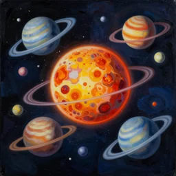 abstract painting of the solar system, cubism art style, 4 k, high res