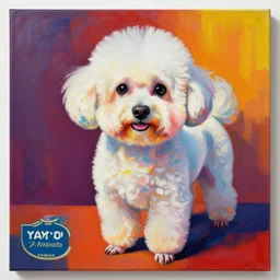 a beautiful painting lovely bichon frise, by picasso by kusama yayoi award - winning art, andy warhol color, dramatic light, octane render, color screen printing