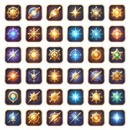 a grid of fantasy magic icons, unity asset store