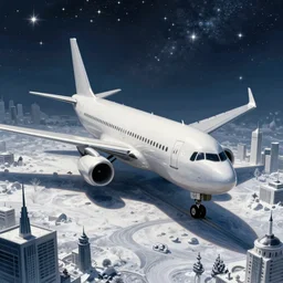 airplane landscape stars snow architecture detailed illustration surrealism by igor morski