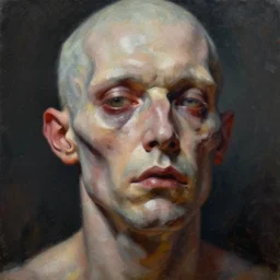 highly detailed and textured painting of a deformed anatomical portrait of male corpse with dead eyes, emotionally expressive, highly detailed oil painting, impasto brush strokes, soft light, 8 k, cyberpunk colour palette, dramatic composition, dramatic lighting, sharp focus, masterpiece by adrian ghenie and jenny saville and zhang jingna,