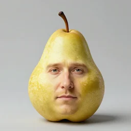 a fusion of a pear with gary oldman, a pear with a face