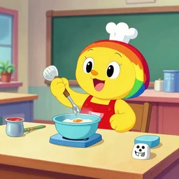Rainbow Brite (1984) teaches a cooking class, animation key frame, deviantart, HQ, 4k