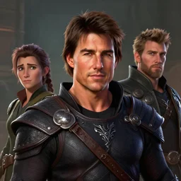 portrait of a dungeons and dragons half demon who looks like tom cruise by ralph horsley, rossdraws, ilvya kuvshinov, highly detailed illustration, pixar, maya, engine, artstation