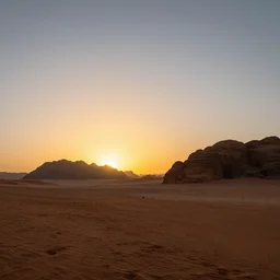 sunset in the wadi rum desert, national geographic