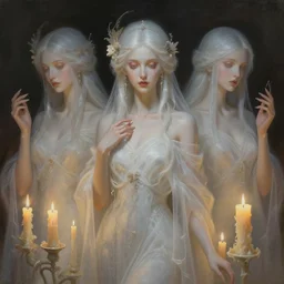 stunning fall goddesses of ghost portrait, translucent, candles, ivory, putrid, fantasy, intricate, elegant, highly detailed, digital painting, artstation, concept art, smooth, sharp focus, illustration, art by afshar petros and krenz cushart and artem demura and tony sandoval