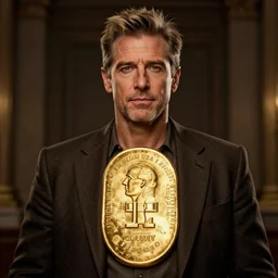 hyperrealistic dslr film still of ( jeff goldblum ) disguised as gold doubloon, stunning 8 k octane comprehensive 3 d render, inspired by istvan sandorfi & greg rutkowski & unreal engine, perfect symmetry, dim volumetric cinematic lighting, extremely hyper - detailed, incredibly real lifelike attributes & flesh texture, intricate, masterpiece, artstation, stunning