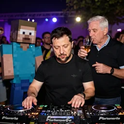 vladimir zelensky is the dj at a rave where dr. fauci had too much to drink in minecraft
