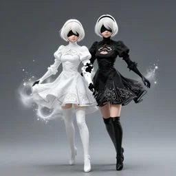 2 b from nier automata, white and black, splash aura in motion, floating pieces, painted art by tsuyoshi nagano, greg rutkowski, artgerm, alphonse mucha, spike painting
