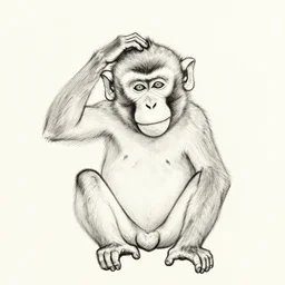line drawn of a confused Monkey scratching its head.