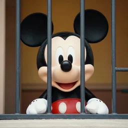 Mickey behind jail bars