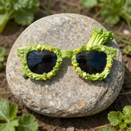 The Rock with sunglasses made of vegetables