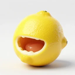 a lemon with a mouth, photo
