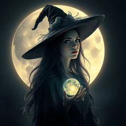 4 k portrait of mystical moon witch glowing intricate background octane render enchanted