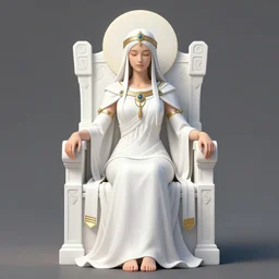 a mystical woman priestess sitting on a throne, the divine feminine, drawn by studio UFOTABLE, fine line work