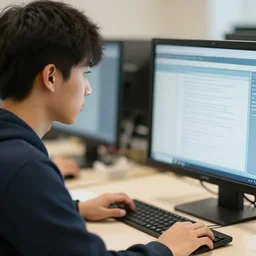 average computer science student, realistic, close up