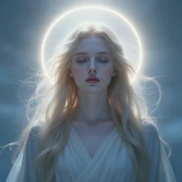 the hyper - realistic portrait of god of dreams in a dreamy atmosphere, halo of light