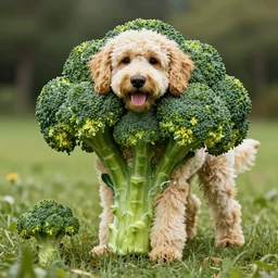 photo of large labradoodle made of broccoli, olympus m 4 / 3