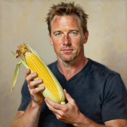 a 1 6 0 0 s portrait painting of brendan fraser holding corn, intricate, elegant, highly detailed