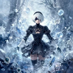 vague antidescriptive acrylic vital exopoison fluid blob nier automata pixiv scenery artwork : nature dream vegetation magic density infinite, macro seminal dream points of icy, frozen vaporwave shards tempted to turn into a dream scenery, high quality topical render, nier automata, concept art