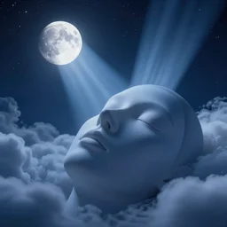 sci - fi, close - up, 3 d, moon rays, night, sleepy fashion model face, cinematic, clouds, sun rays, vogue cover style, stars, blue mood, realistic painting, intricate oil painting, high detail illustration, figurative art, multiple exposure, poster art, 3 d, by tooth wu and wlop and beeple and greg rutkowski