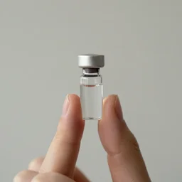 small medicine bottle held between two fingers