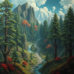 utopian city made out of native new zealand trees, highly detailed surrealist painting, by michael divine, very very beautiful, trending on artstation