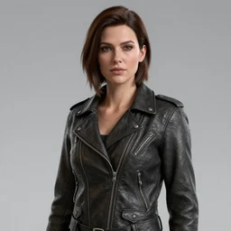 a portrait of a female wearing a leather jacket, trending on artstation, artstationhd, artstationhq, cycles render, octane render, unreal engine, vray
