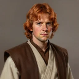 portrait of a man by greg rutkowski, jedi knight owen skywalker, messy copper hair, jedi robes, star wars expanded universe, he is about 2 0 years old, wearing jedi robes, highly detailed portrait, digital painting, artstation, concept art, smooth, sharp foccus ilustration, artstation hq