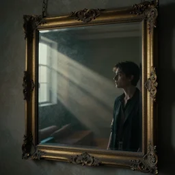 there's somthing in that mirror and it scares me