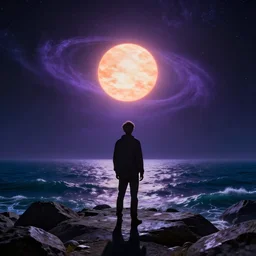 dark matter ultra violet man going to future hyper space schizophrenia ambient sun and steel ocean HD 8K