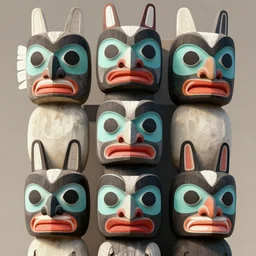 geometric faces portraits animals native american totem pole symmetrical realistic totemic digital art