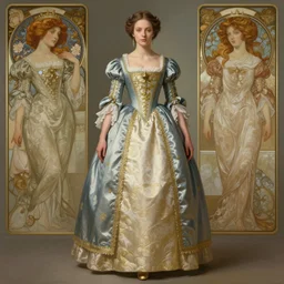 portrait of a full body of young beautiful female princess, d & d, baroque dress, elegant, flat lighting, intricate, highly detailed, digital painting, artstation, concept art, smooth, sharp focus, illustration, misa amane, art by simon bisley and greg rutkowski and alphonse mucha, natural tpose