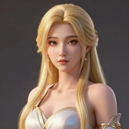 portrait of a blonde Asian goddess, 3d unreal engine octane render realism 4K