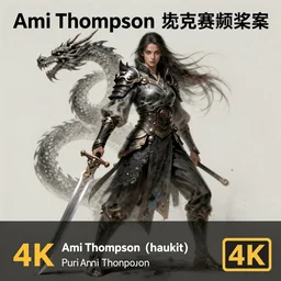 a woman holding a sword with a dragon on it, concept art by Ami Thompson, contest winner, fantasy art, official art, concept art, high detail, experimental, high quality, 4k