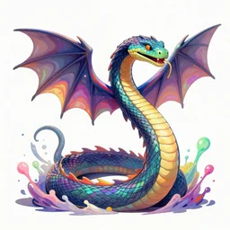 serpent dragon made of rainbow and splashes of colors, artstation