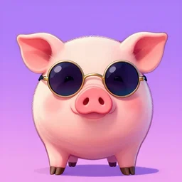 A pig, wearing  round sunglasses, vaporwave, artstation