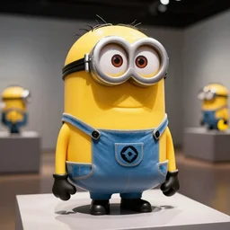 glass statue of a Minion in a museum, photo realistic, concept art, well detailed, trending on artstation, 8k